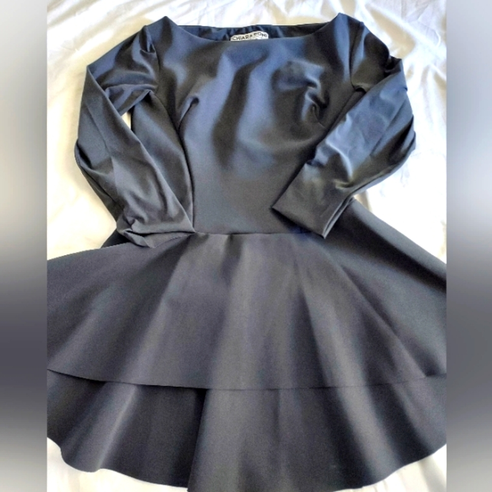 Chiara Boni Black Long-Sleeve Peplum Top